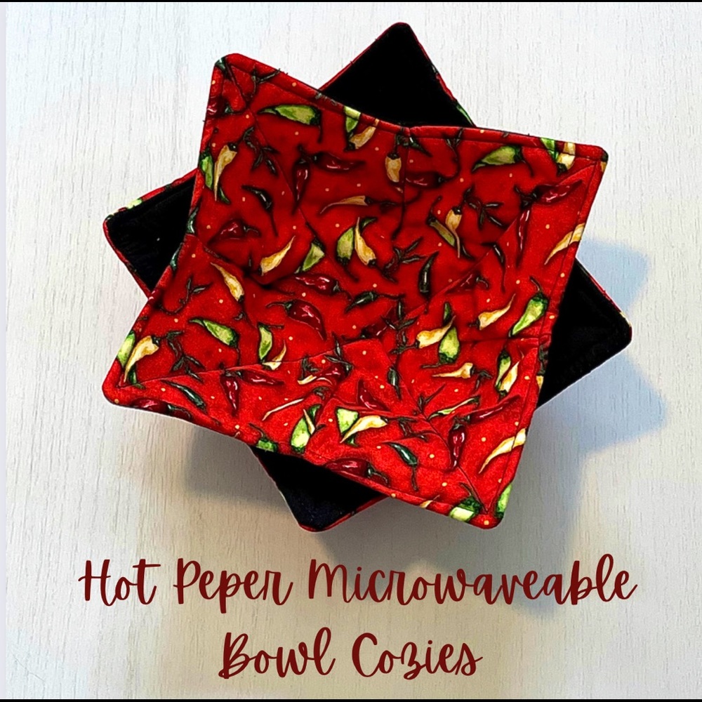 Hot Pepper 🌶 Microwavable Bowl Cozies / cozy kitchen cook red home house gift